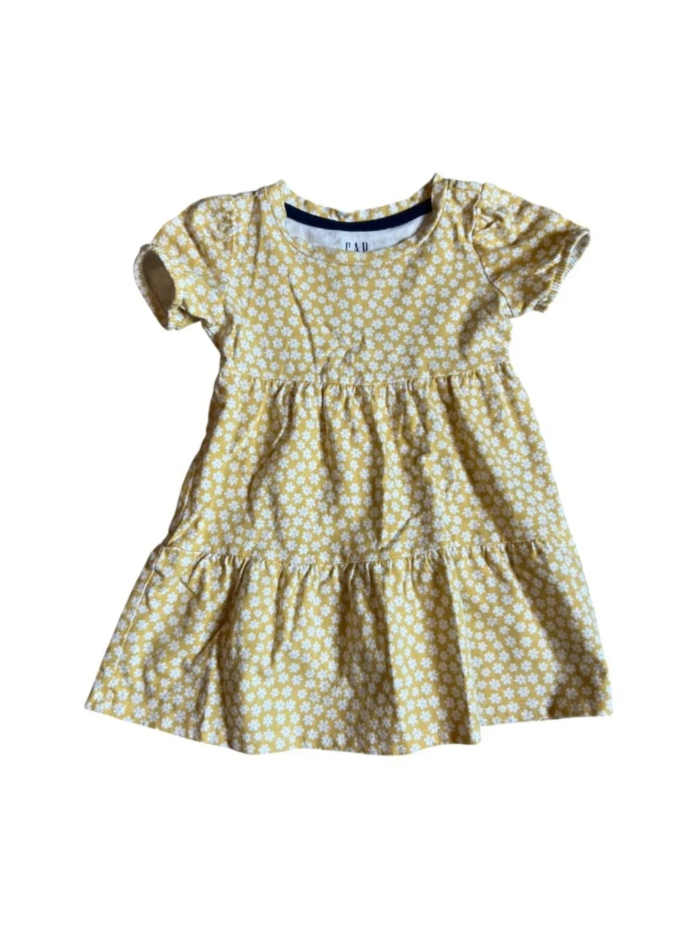 GAP 2T Girls Yellow Dress with White Flowers, 100% Cotton